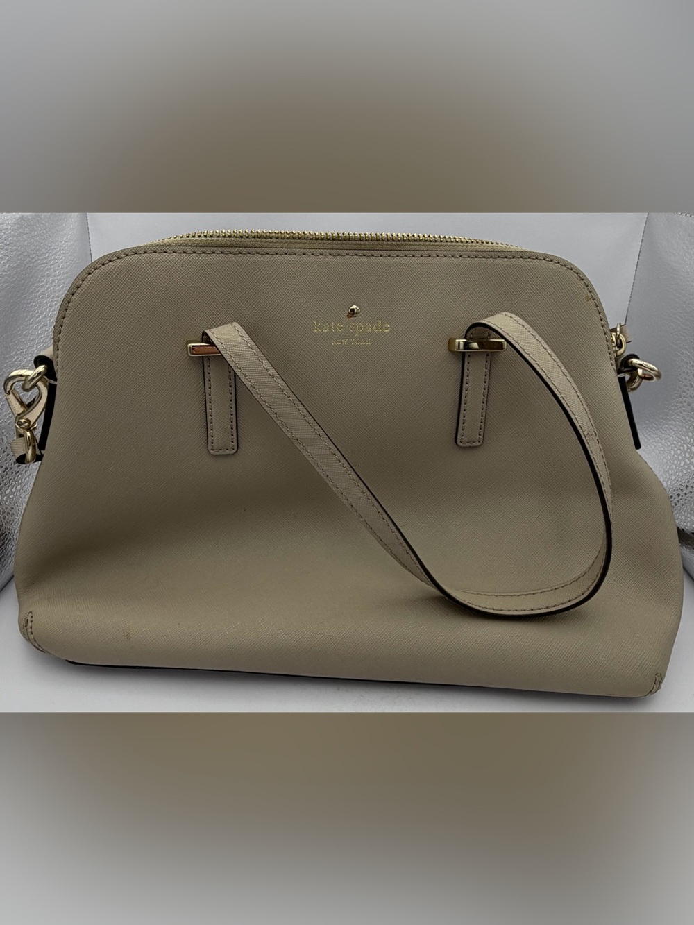 Kate Spade New York Cedar Street Crosshatch Maise Zip Satchel Taupe